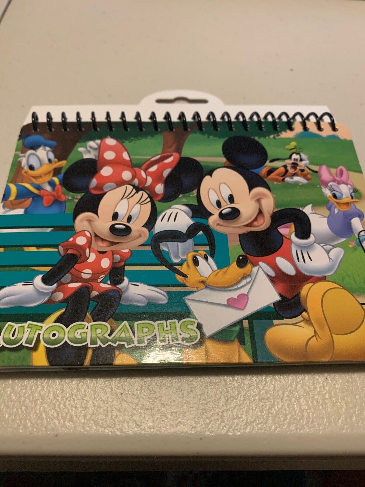 Disney Mickey Minnie Mouse Bench Green Autograph Book