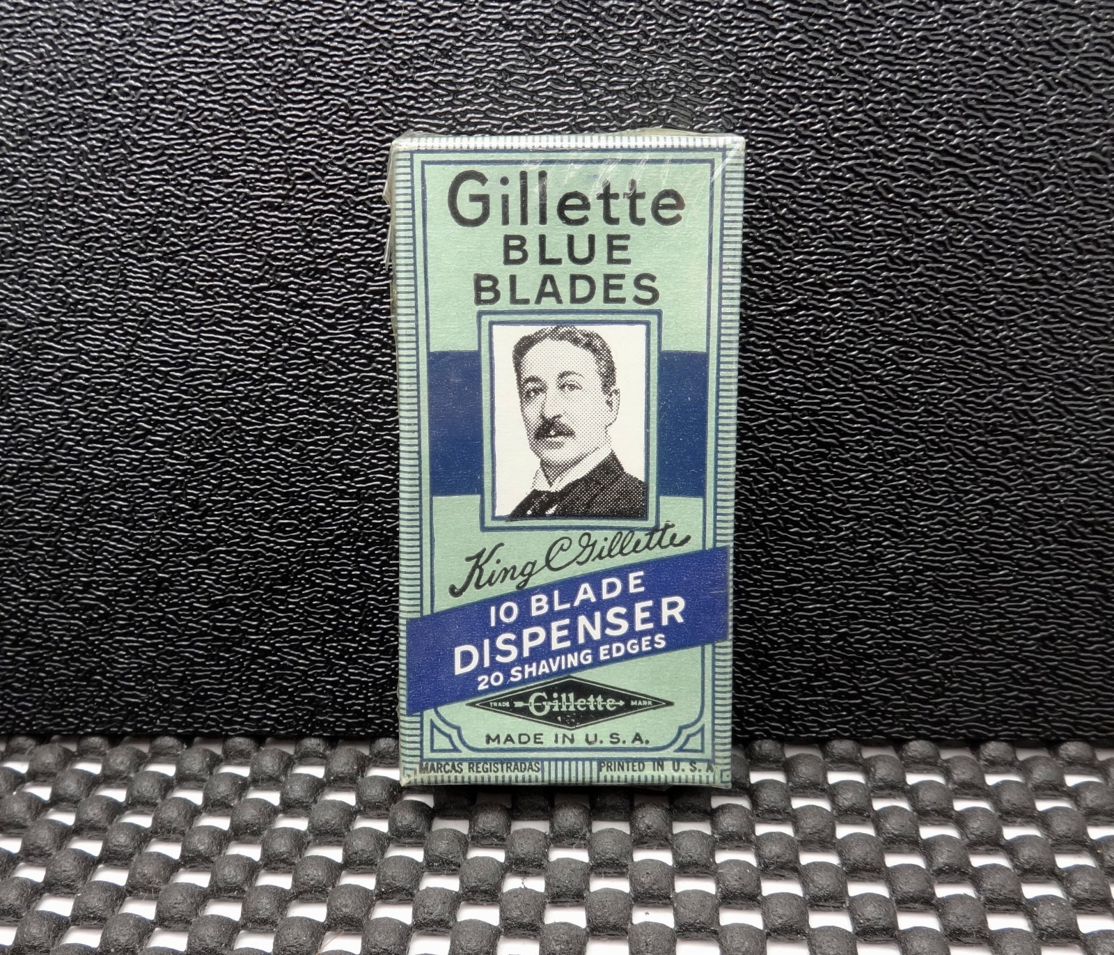 Vintage Gillette Blue Blades Dispenser 10 Razor Blades NOS Factory Sealed