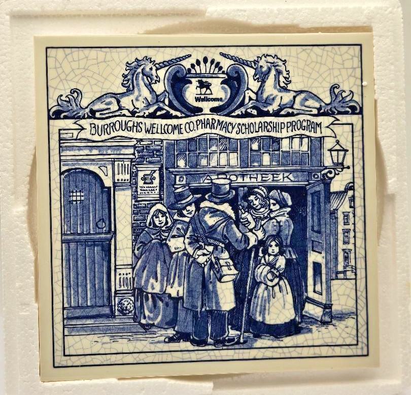 Delft Holland Hand Painted Tile Trivet Early Pharmacist BW-Y03477 VTG 1992 New