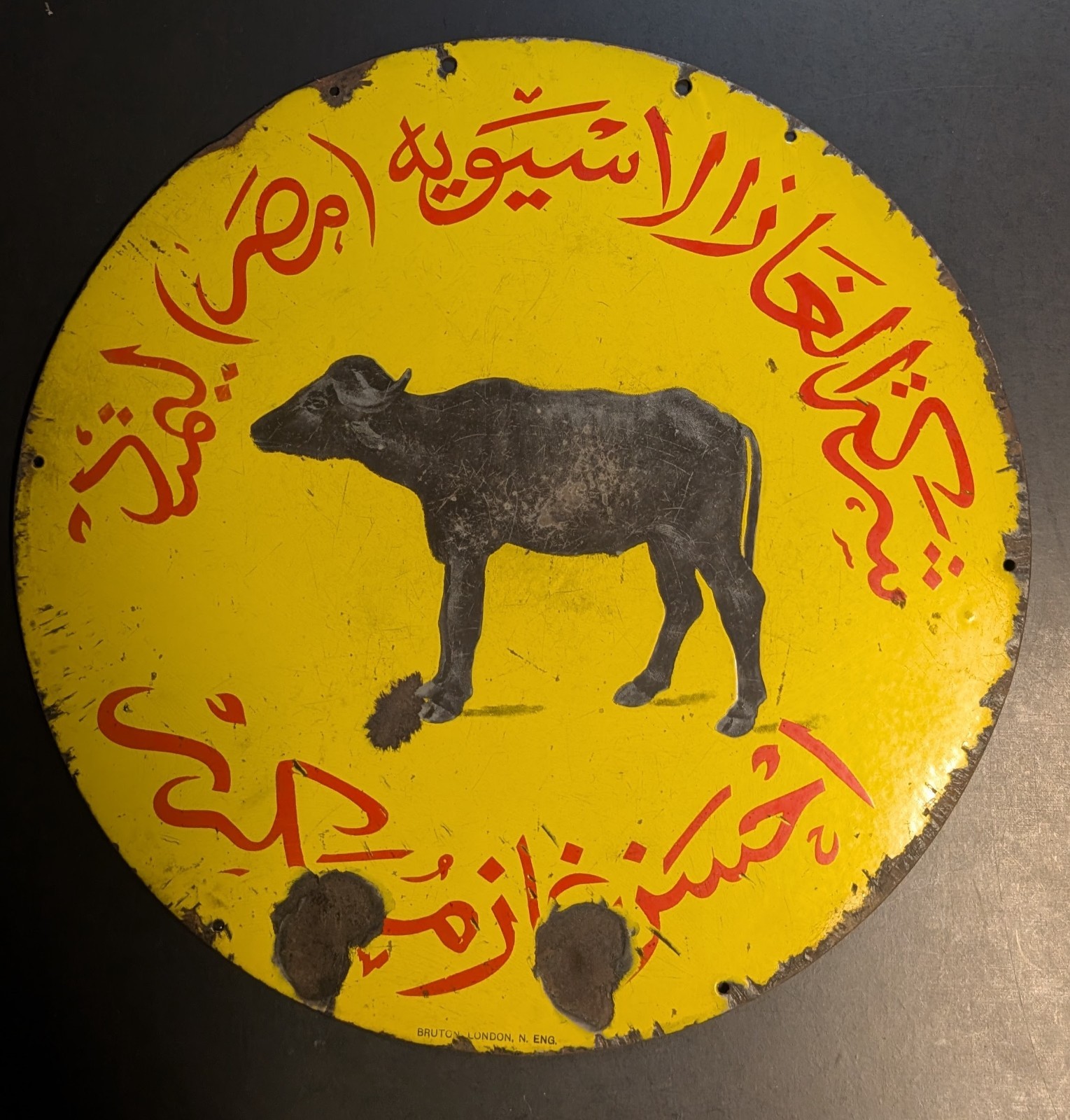 RARE antique Enamel Sign BRUTON London Eng vintage Arabic Egypt 22