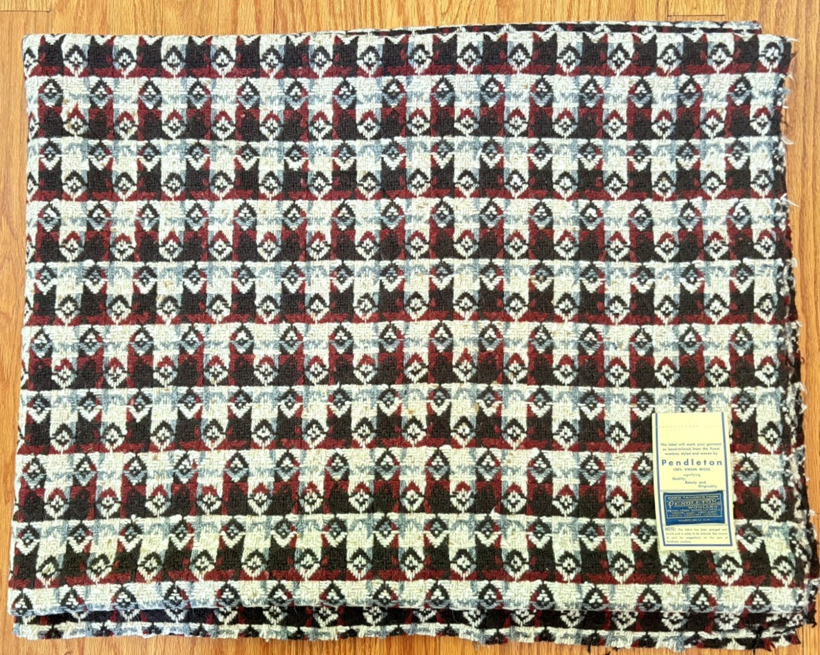 Vintage Mid Century Pendleton Heavy Weight 100% Virgin Wool Fabric NOS 86\