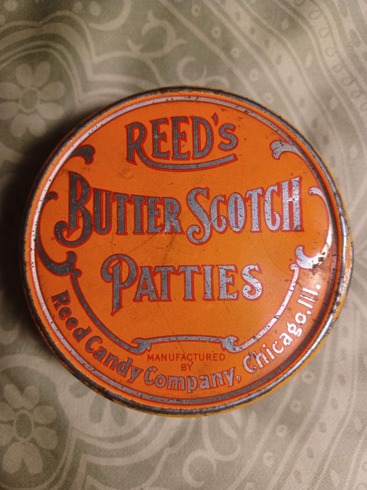 REED'S ButterScotch Patties~Tin~Antique~Rare~2 1/4 oz.