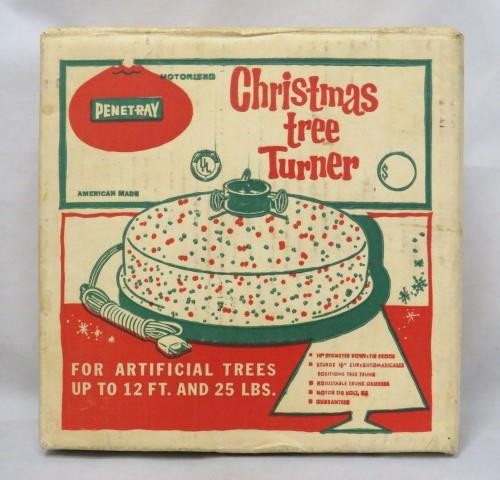 Vtg PENETRAY:  Motorized Revolving Christmas Tree Turner w/Box (TESTED) USA made