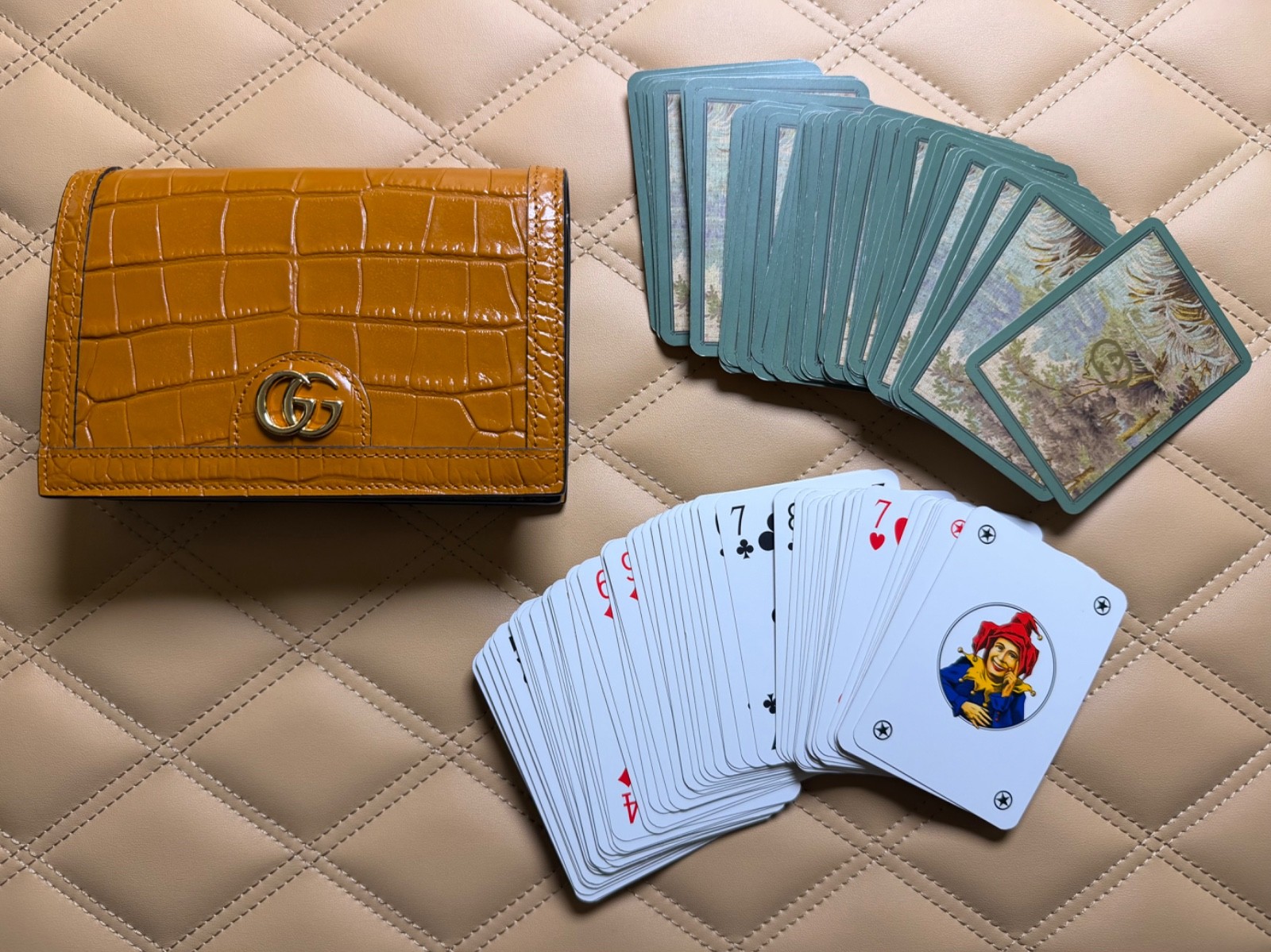 Gucci Exotic Cognac Crocodile Leather 2 Deck of Playing Cards MSRP $4500 Rare Gucci Exotic Cognac Crocodile Leather 2 Deck of Playing Cards MSRP $4500 Rare