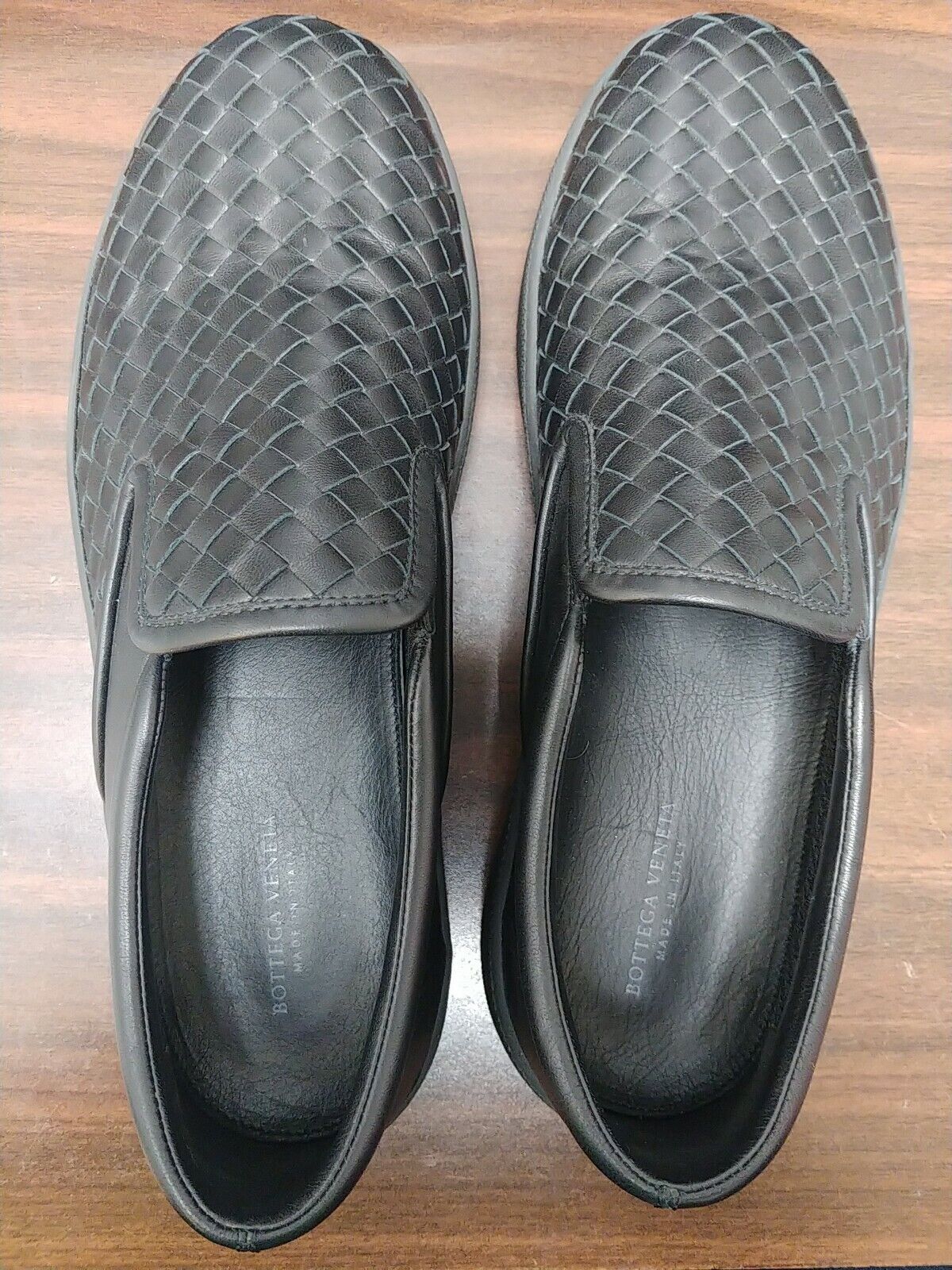 Bottega Veneta - Men\'s Black Intrecciato Woven - leather Loafer - Size 421/2