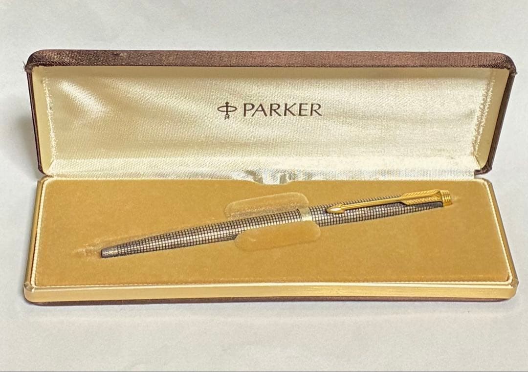 Excellent PARKER 75 Cisele Sterling Silver Ballpoint Pen Vintage Case