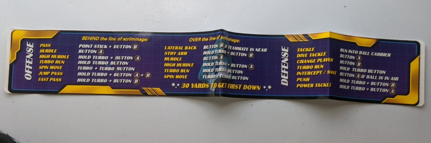 NFL BLITZ SPORTSTATION Instruction Sticker NOS