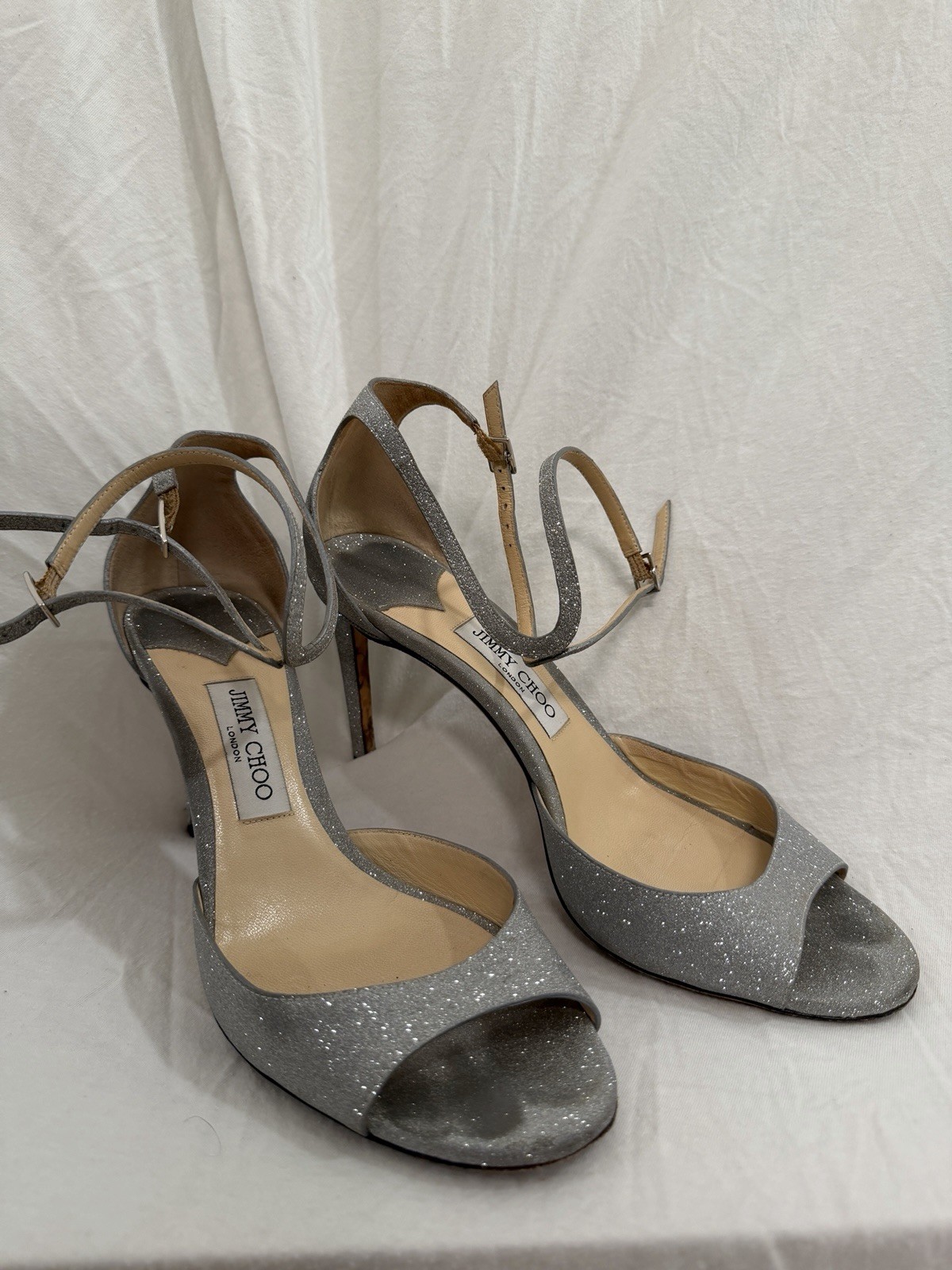 Jimmy Choo Silver Glitter Heels Size 42/11-12