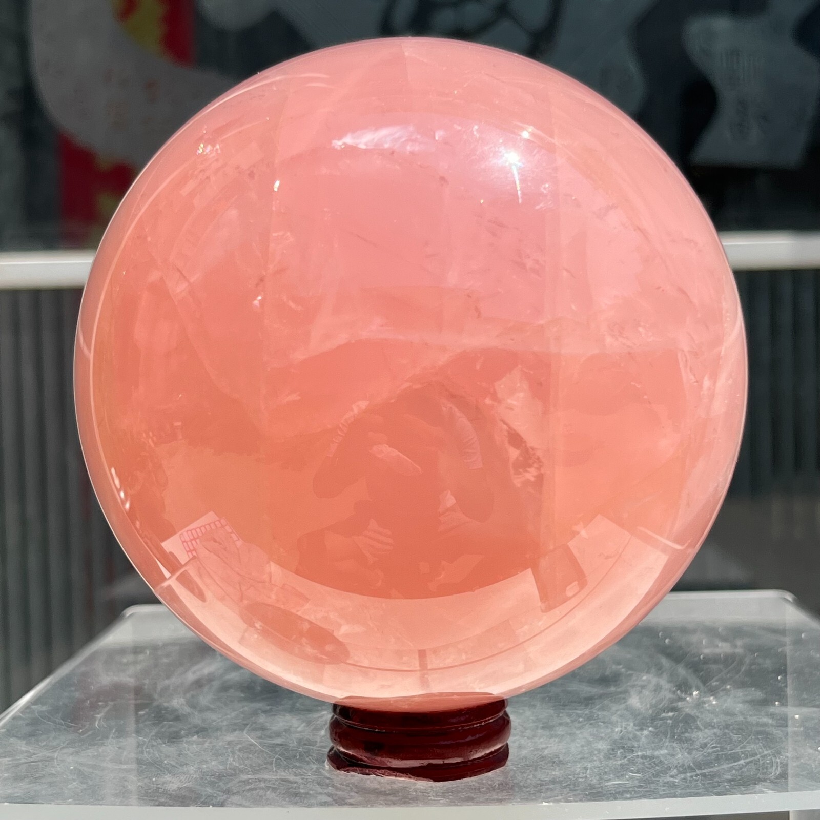 5.73LB Natural Pink Rose Quartz Crystal Sphere With Star Reiki Healing
