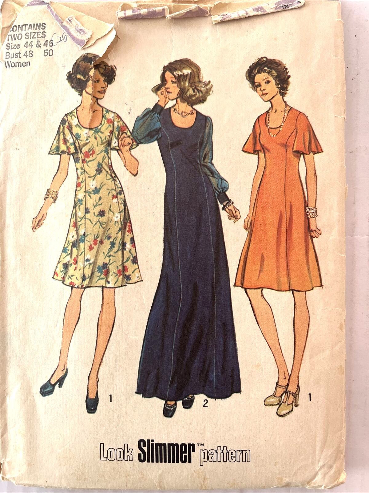 Vintage Simplicity Pattern 6613 Bust 48 50 Plus Size Princess Seam Dress Maxi