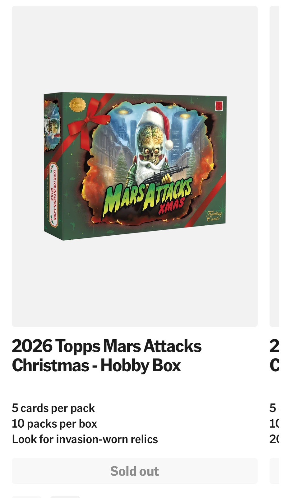 2026 Topps Mars Attacks Christmas Hobby Box Factory Sealed - PRESALE Ships 10/6