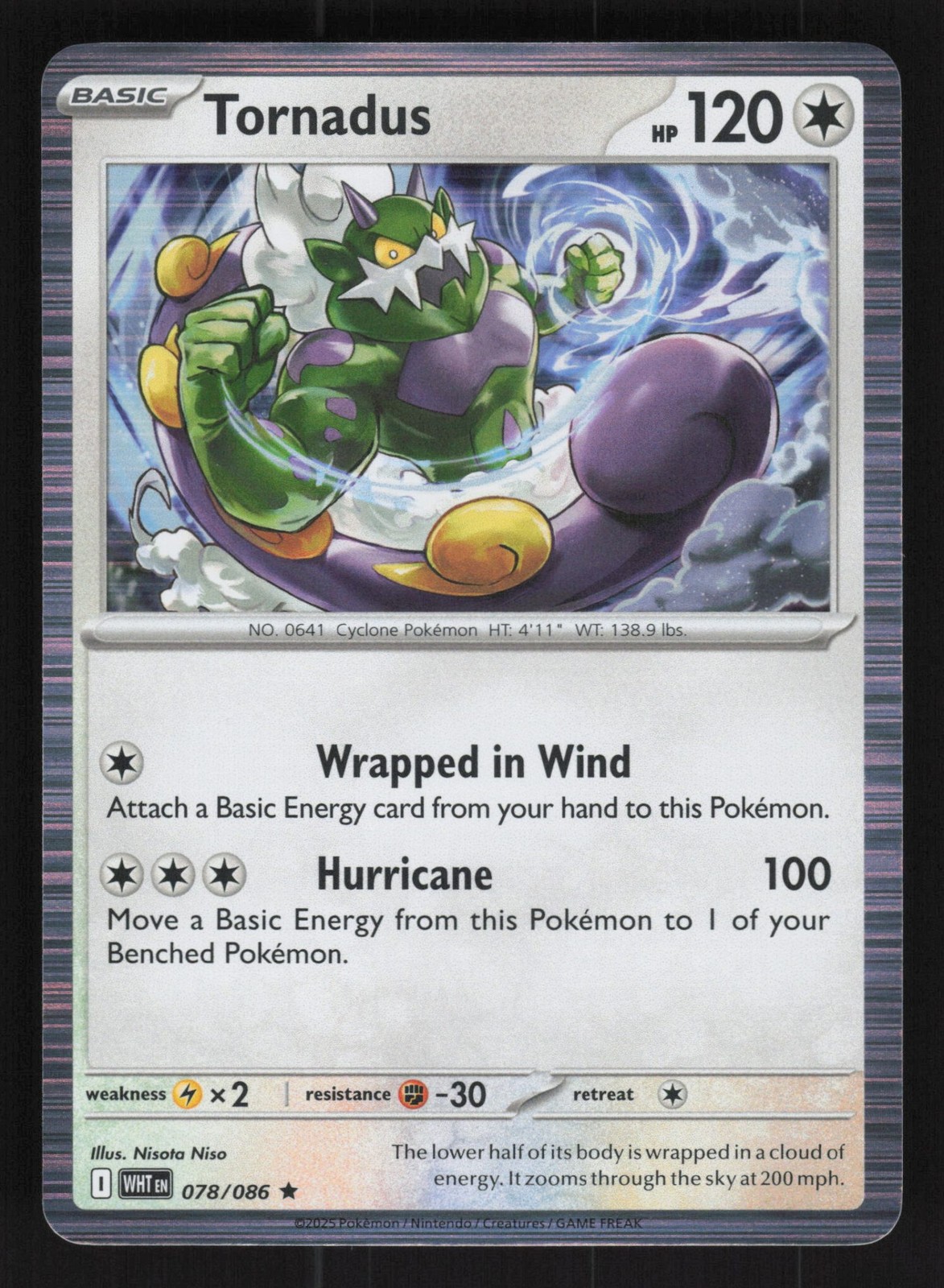 English NM Tornadus 078/086 WHT Holofoil Pokemon SV: White Flare