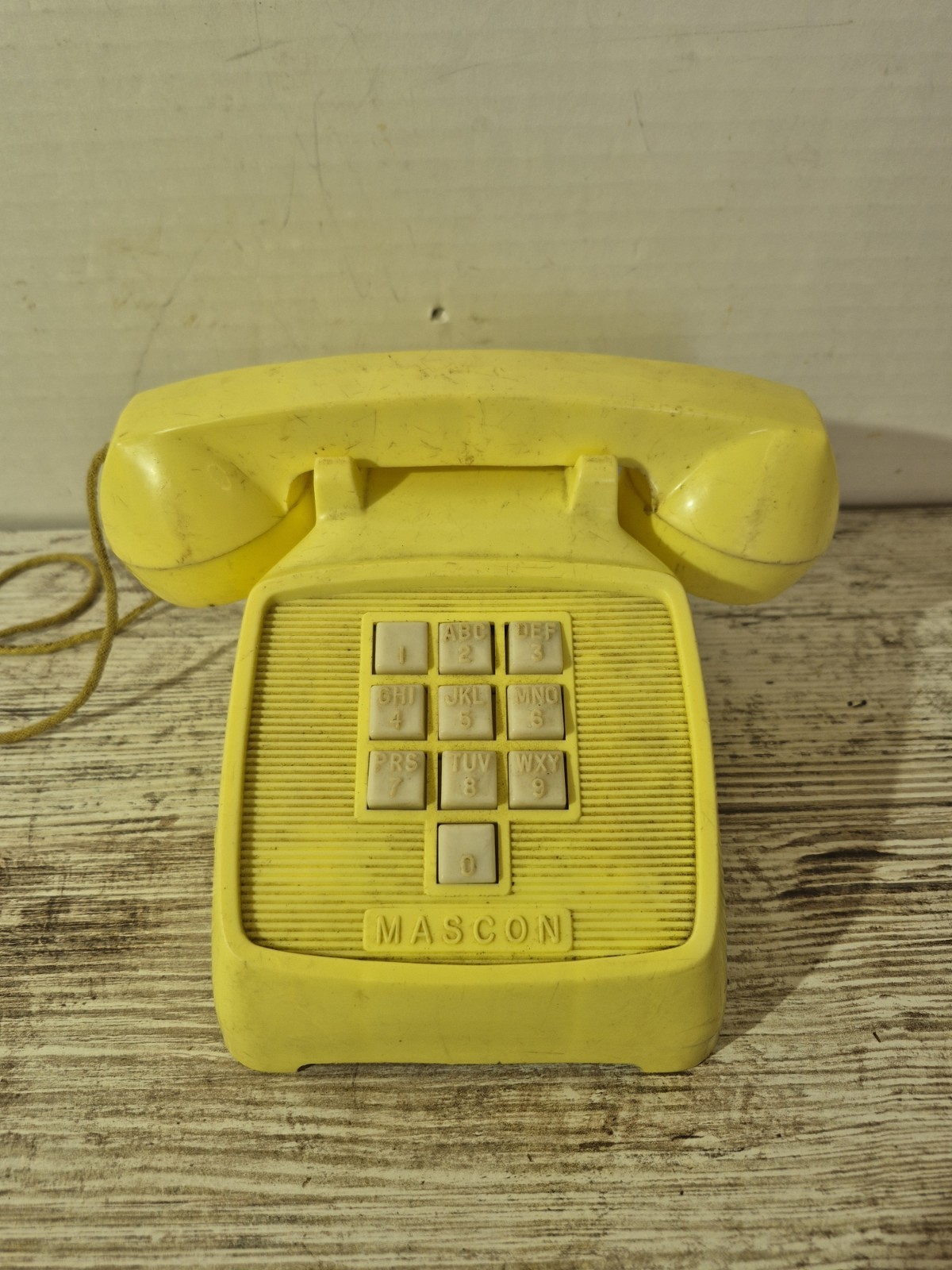 Vintage Mascon Yellow Push Button Telephone Toy