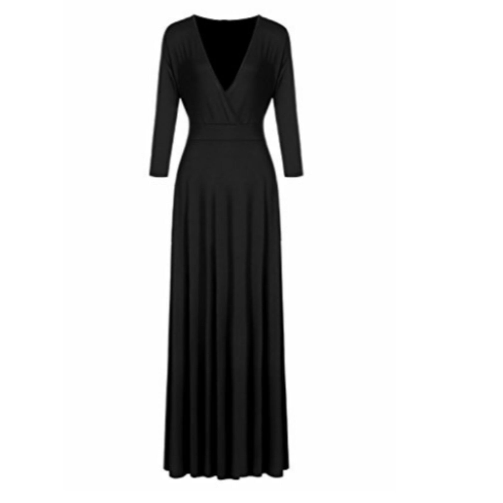 Women Dress For Party Evening Cocktail Long Maxi Dress V Neck 3/4 Sleeve 
