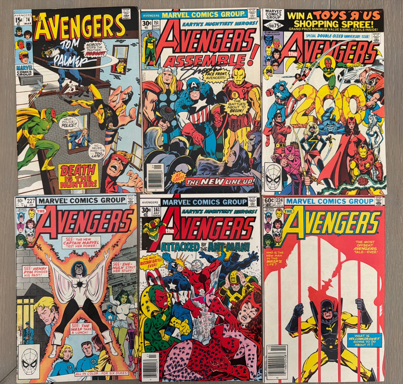 Avengers Bronze Age Comic Lot #74 #151 #161 #200 #224 #227 Signed JShooter/Tom P