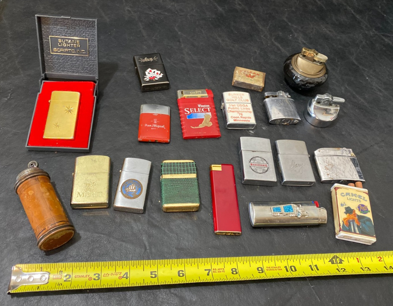 vintage lighters lot of 17 Scripto Camel Penguin Excello Storm King Hadson +