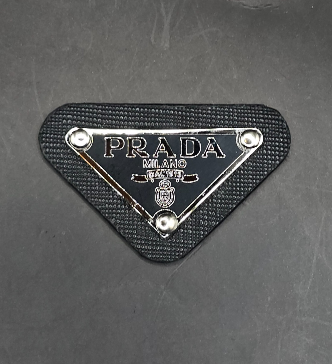 Black Prada Designer LABEL Triangle Patch Replacement 48x30mm