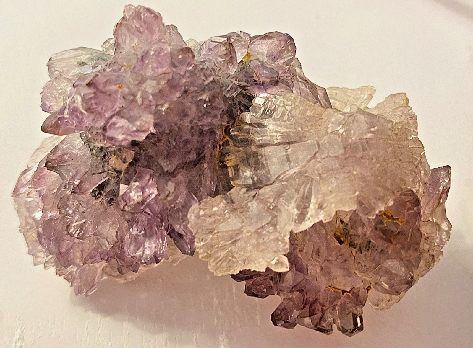 Rose Amethyst Quartz Crystal Cluster Irai Brazil Mineral Specimen Vintage Label