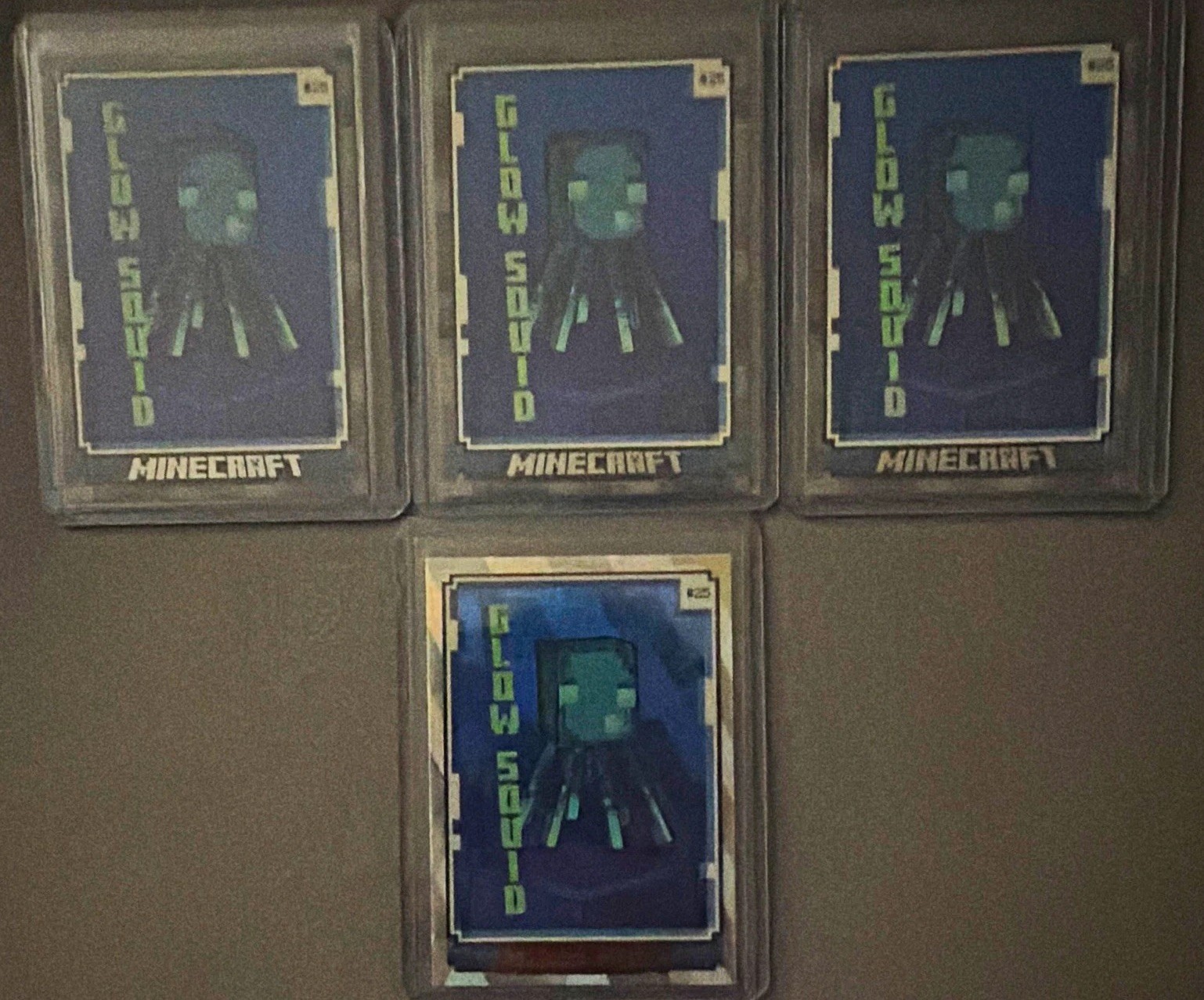 2024 Panini Minecraft Base Set Glow Squid Cubic+3 Stone Parallels #25 4-Card Lot