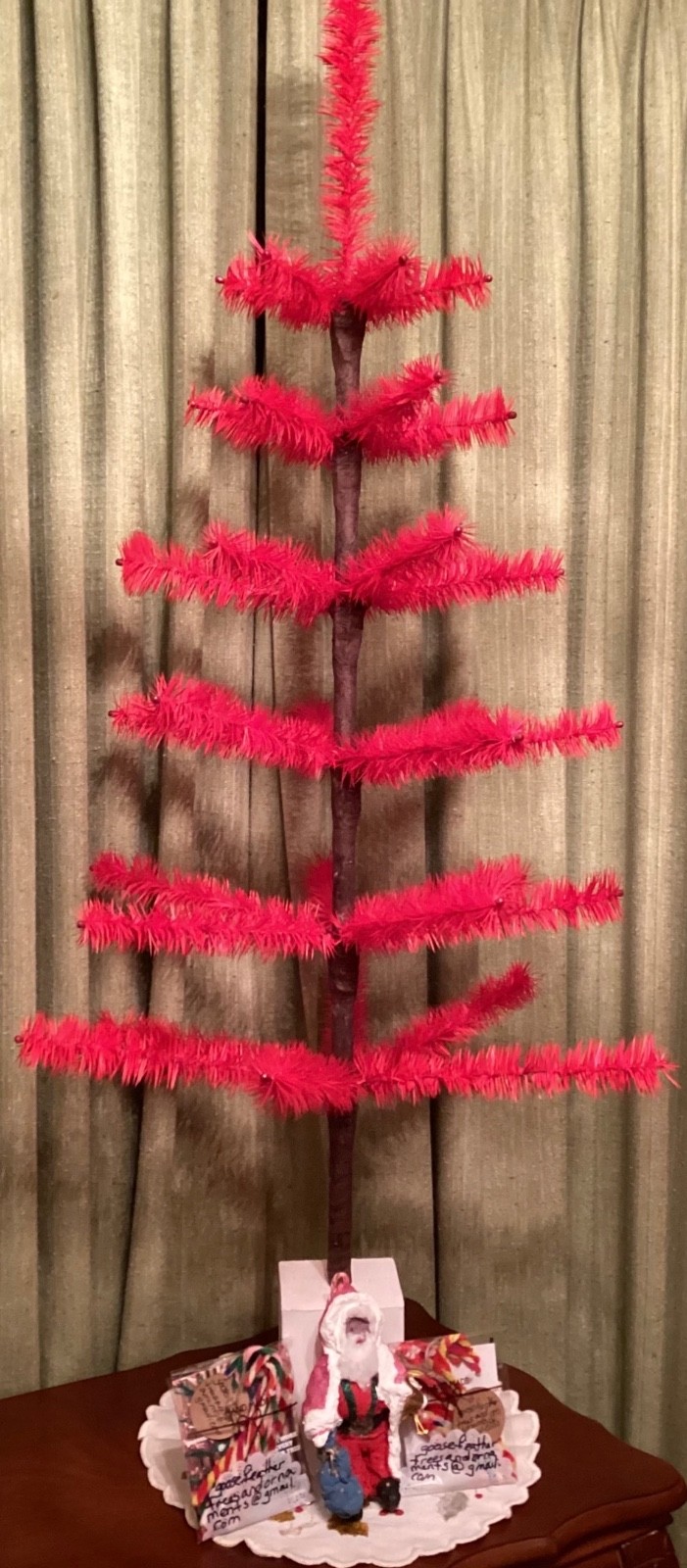 SALE 3.5 ft full SOFT CRUELTY FREE Red Feather Tree “CHRISTMAS”😹🥳we’ll make it