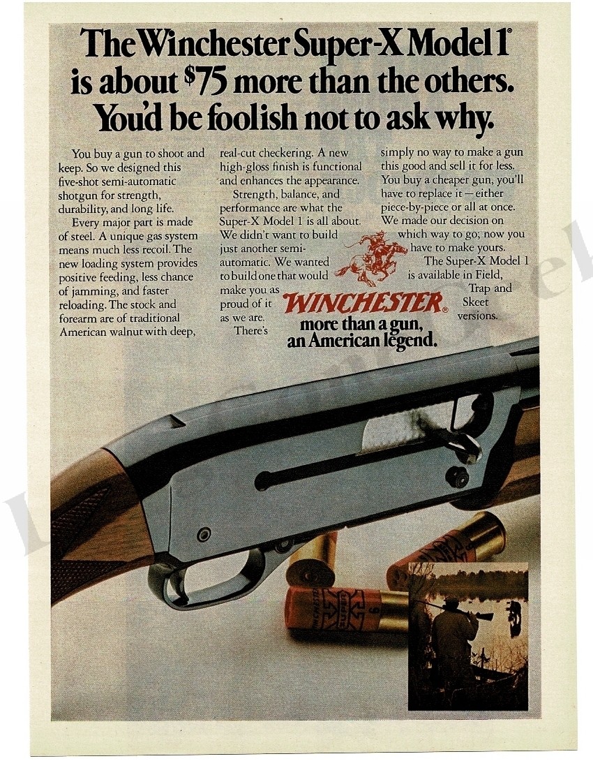 1976 WINCHESTER Model 1 Super-X Shotgun Vintage Ad 