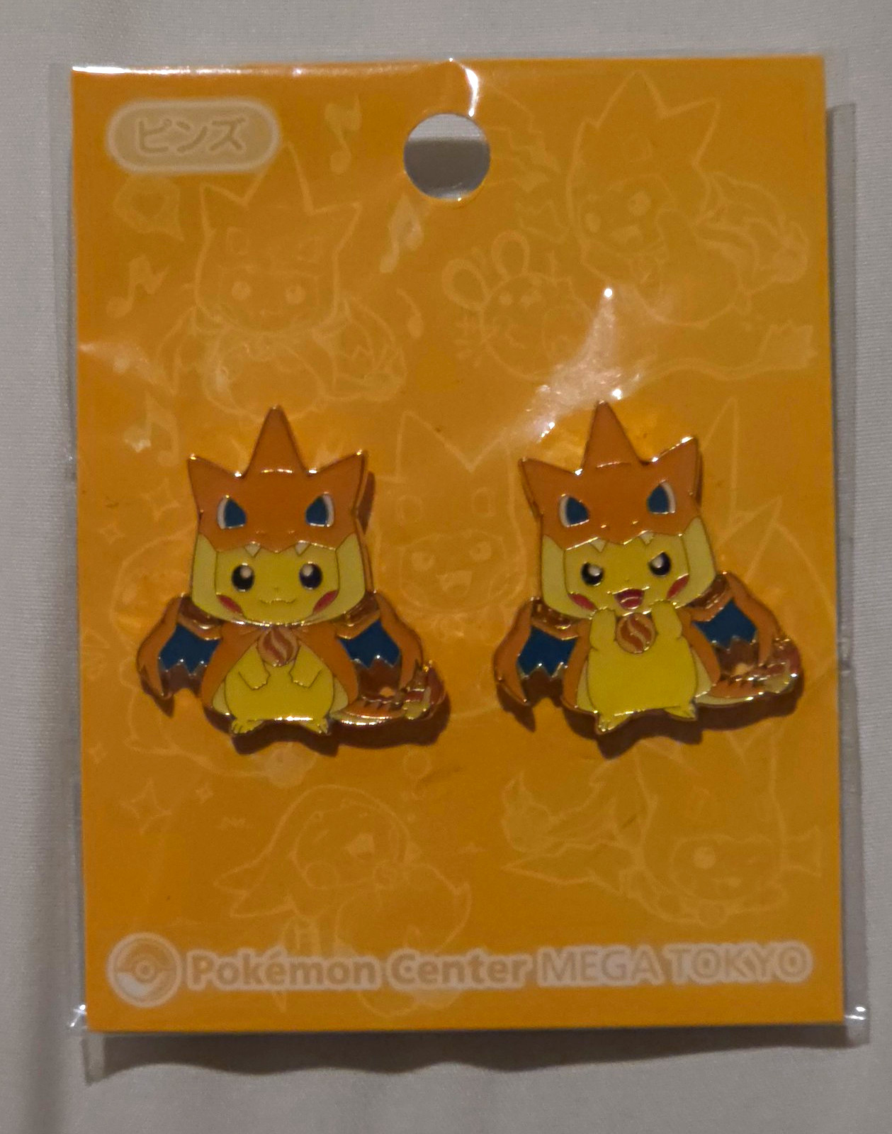Pokemon Center Tokyo Mega Charizard Y Pikachu Poncho Pin Badge set