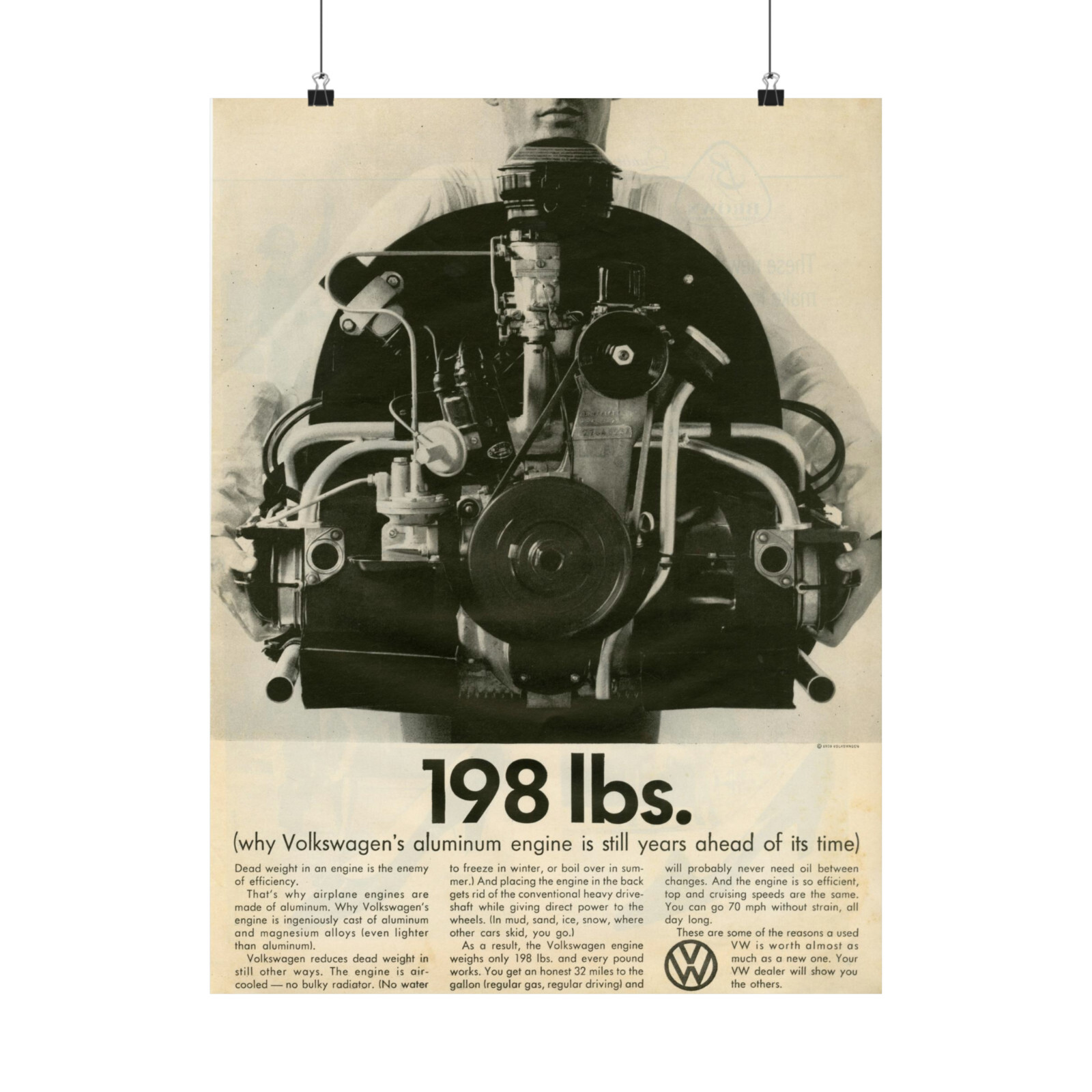 Volkswagen Beetle VW Bug Poster - VW Advertising Mid Century Wall Art 11x14”