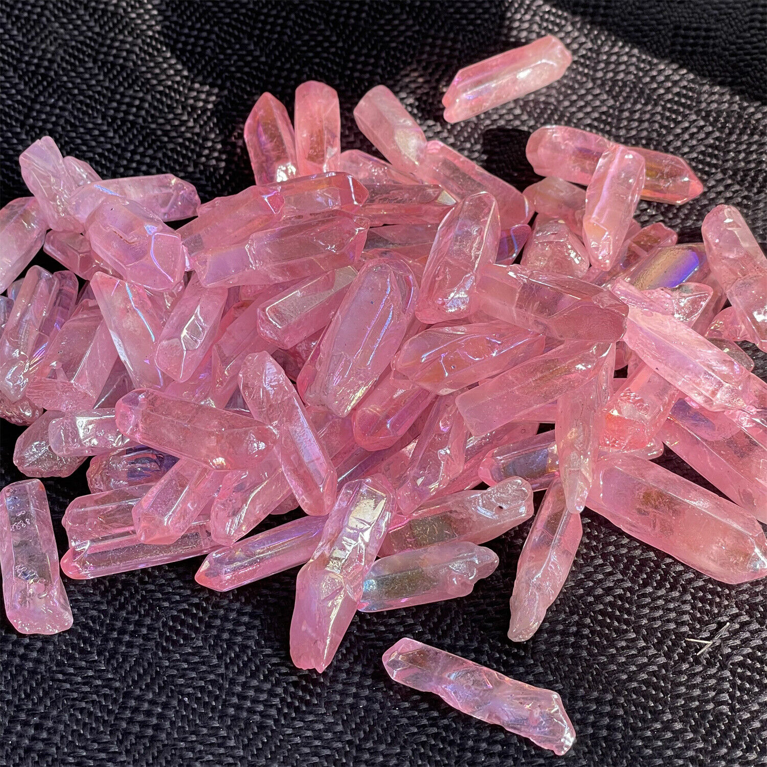 100G colours titanium rainbow aura lemurian quartz crystal 10-12pcs