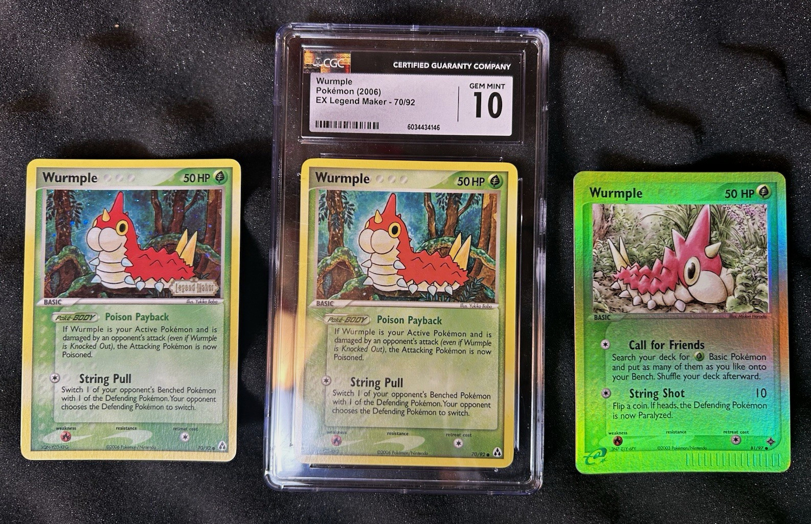 Pokémon Wurmple 3Card Lot Legend Maker 03-06 CGC Graded 10 English 70/92 ereader