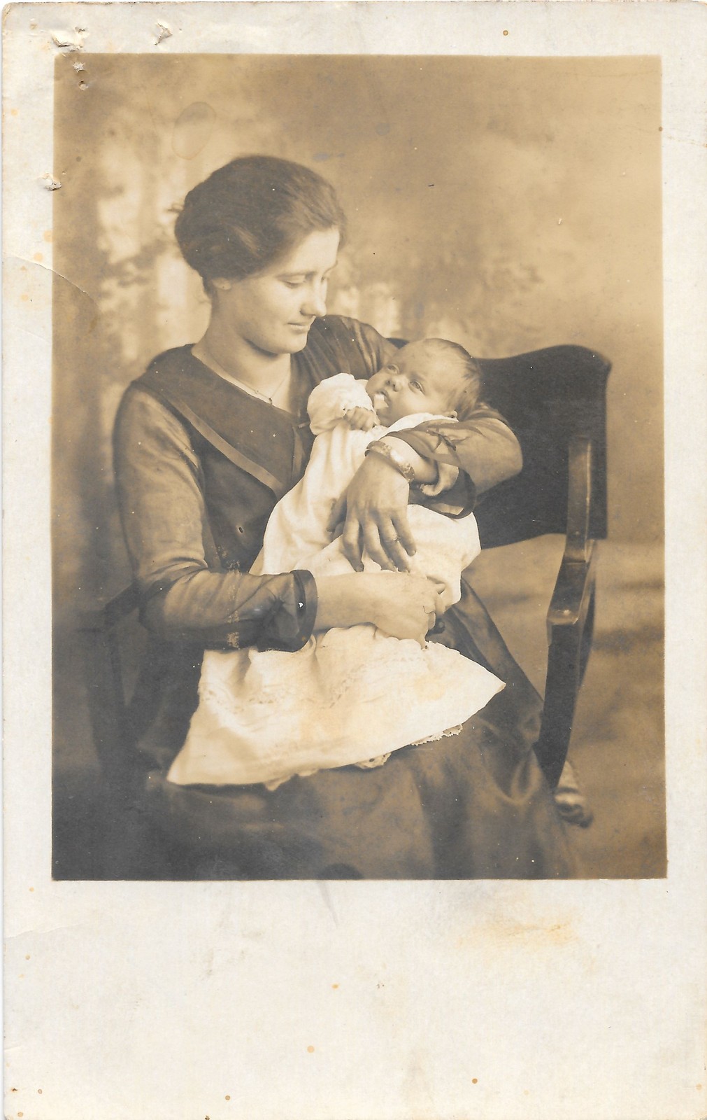 RPPC c1911 Mother Holding Baby Studio Portrait Real Photo Postcard