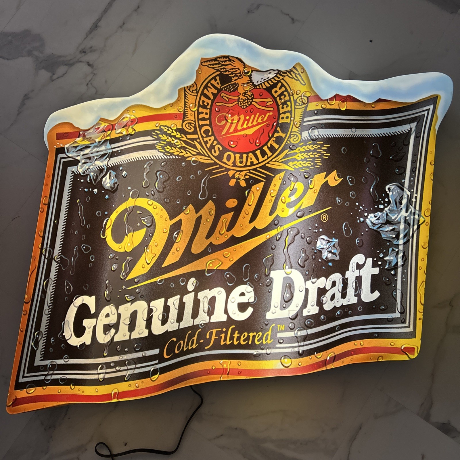 X-Large Vintage Miller Genuine Draft (MGD) lighted bar sign, Winter Theme, Works