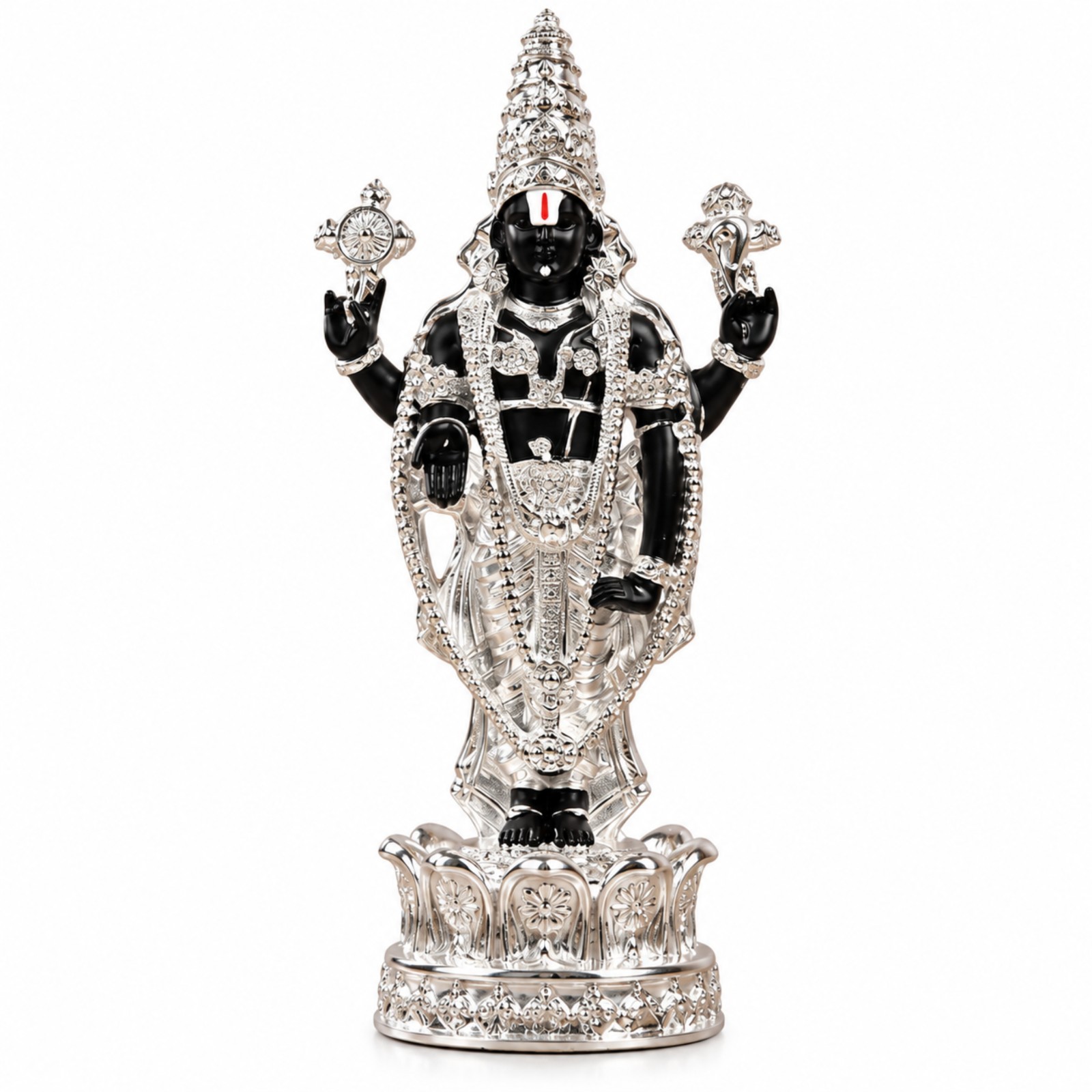 TOUCH925 999 Pure Silver Plated Tirupati Balaji Idol Murti for Pooja Temple Gift