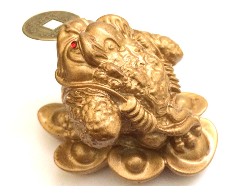 GOLD Feng Shui Money Frog /Money Toad Attract Wealth US Seller