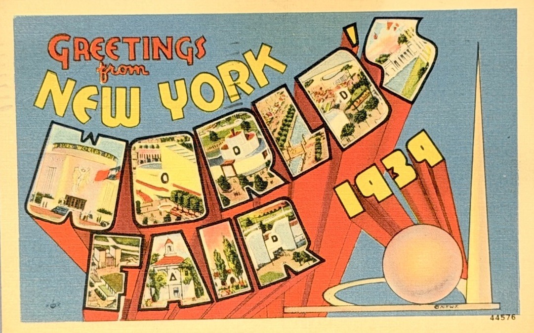 Greetings From New York World\'s Fair 1939 Postcard (NYWF Postmark) Linen