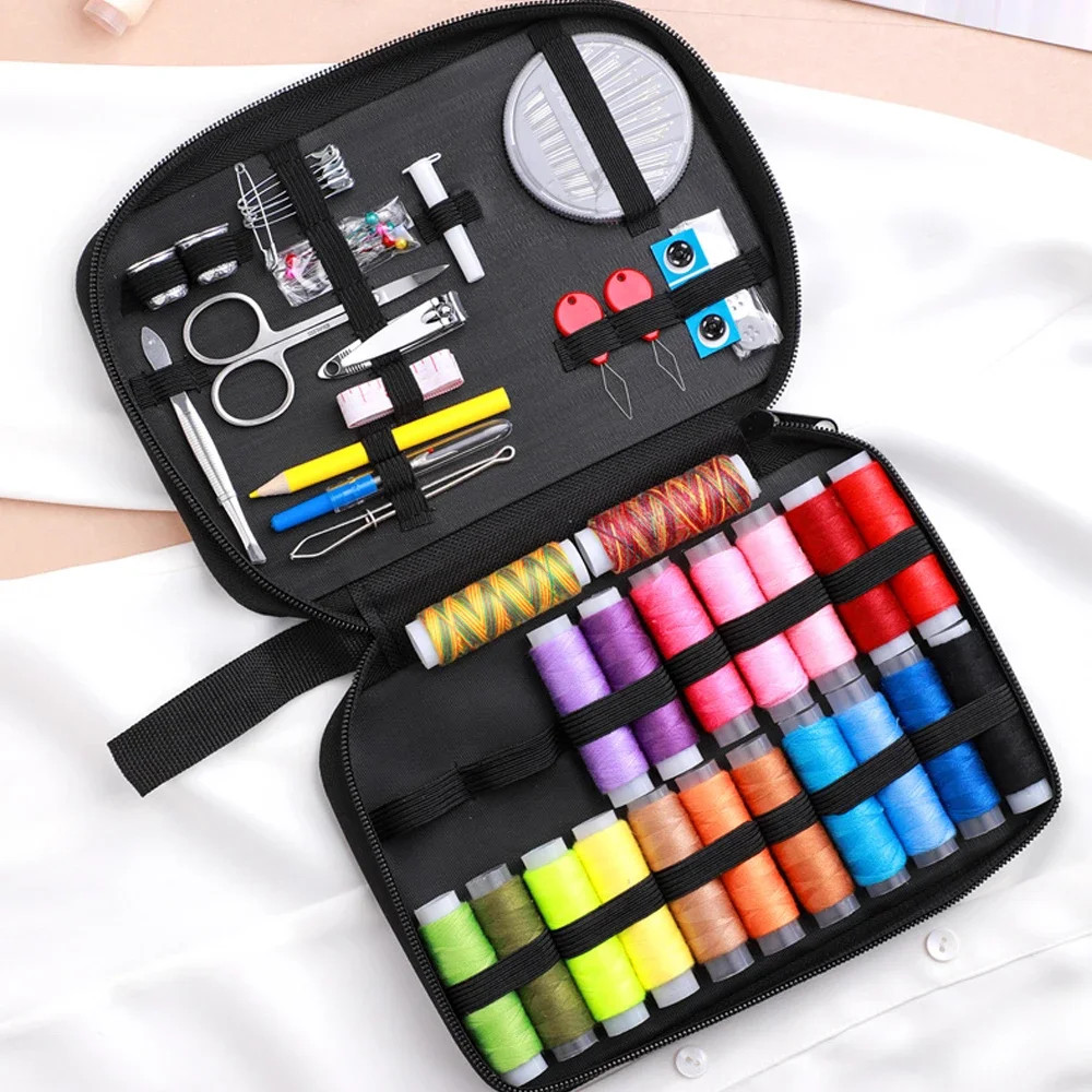 Complete Sewing Kit Set Threads Needles Scissors Tape Measure Travel Kit