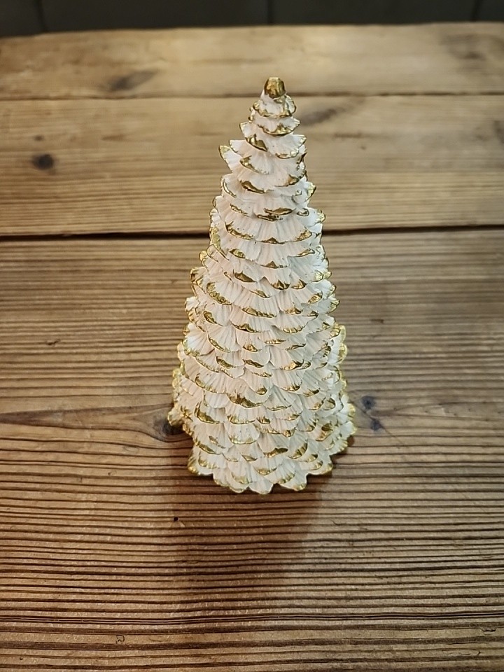 Vintage Otagiri Enesco Christmas Tree White and Gold  7\