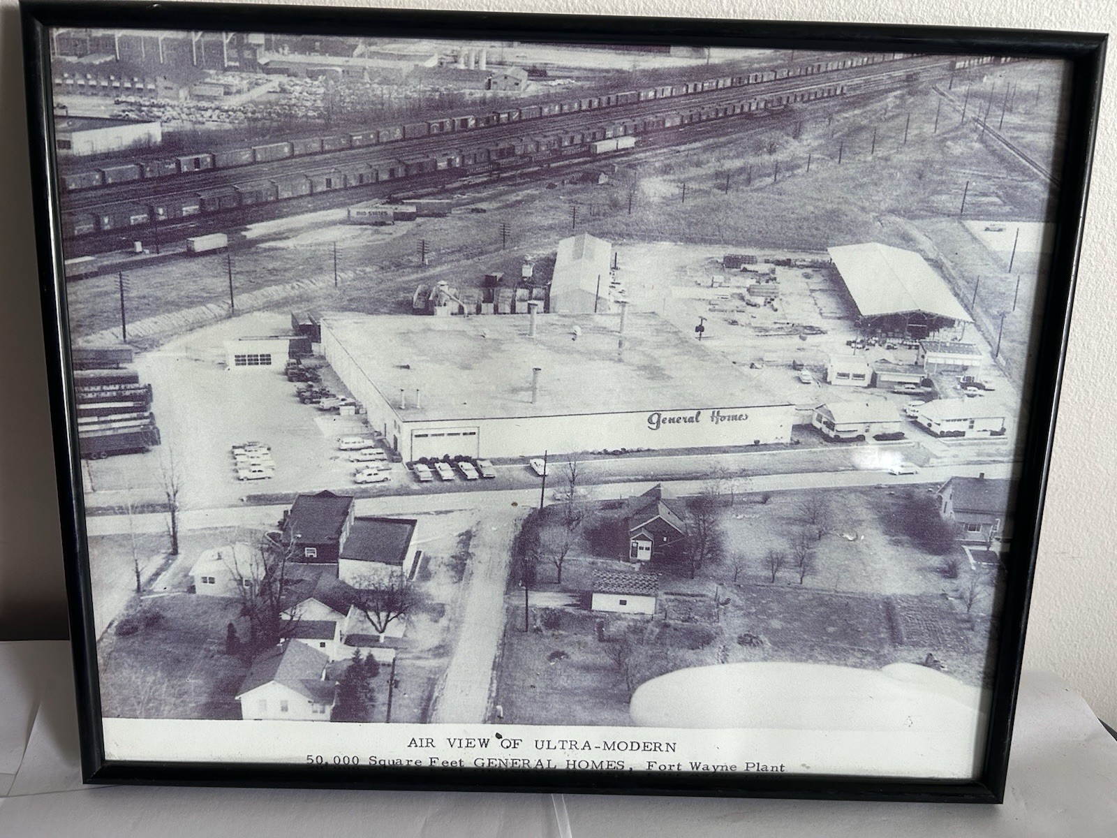 Historic General Homes Fort Wayne IN Plant Aerial Photograph Prefab Homes Framed