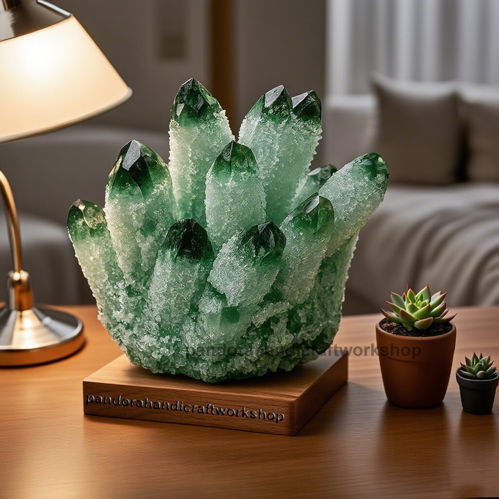 200g+Rare Large Raw Green Phantom Quartz Crystal Cluster Quartz Mineral Specimen