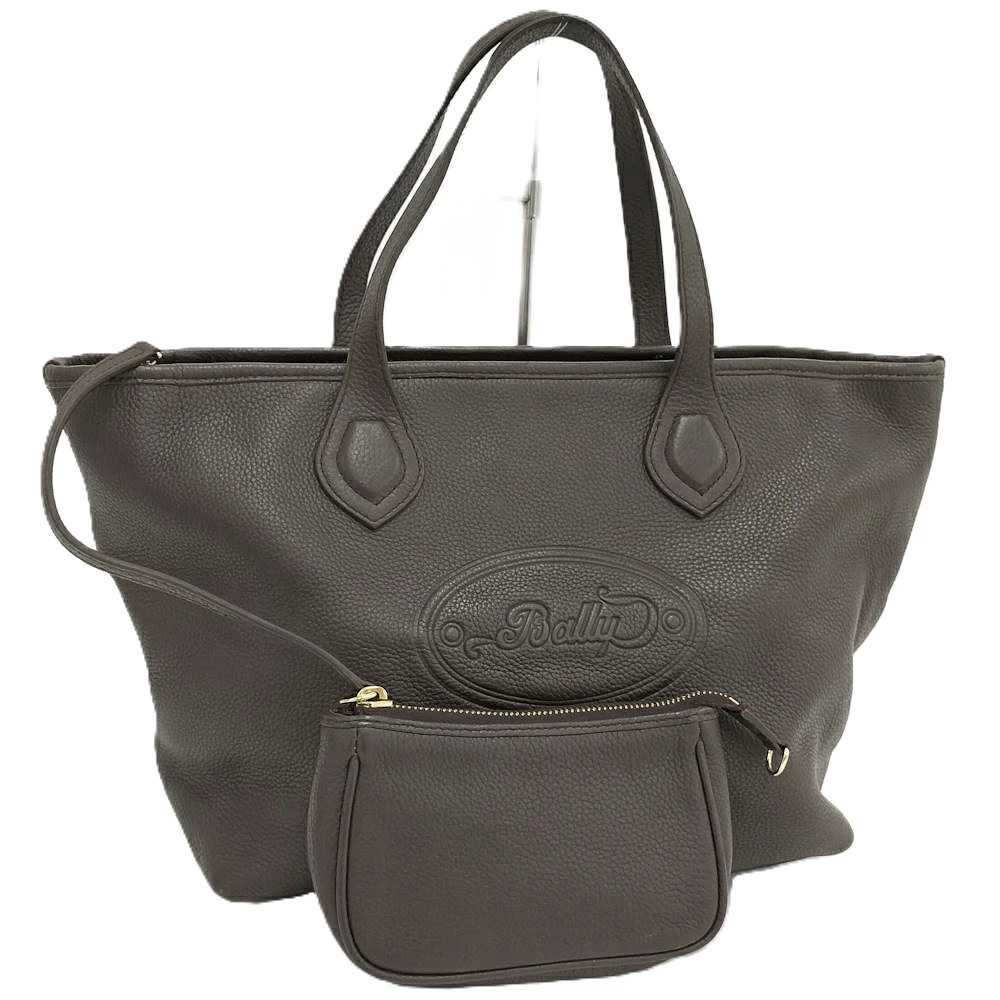 BALLY Leather Tote Bag with Pouch Brown Used (Ages 14+)