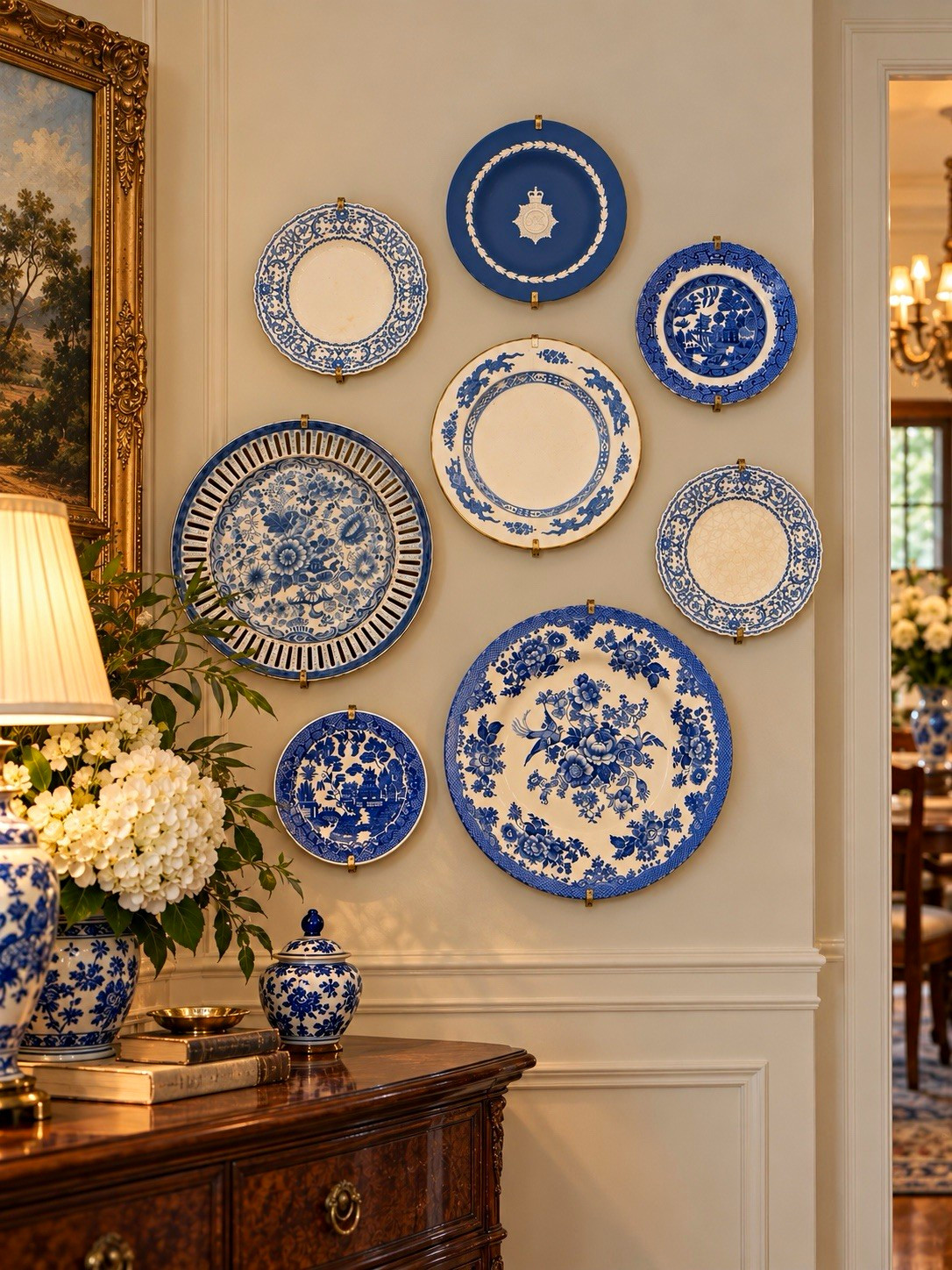 Antique Vintage Blue White Plates Lot 8 Booths Wedgwood Meakin Stafford Willow