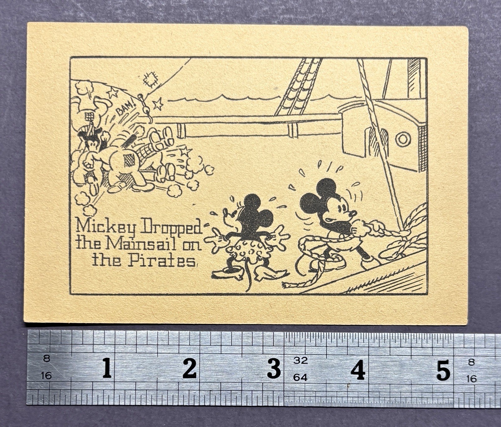 1930s Mickey Mouse Whitman Publishing Dual Sided Card Pirates / Dash for Freedom