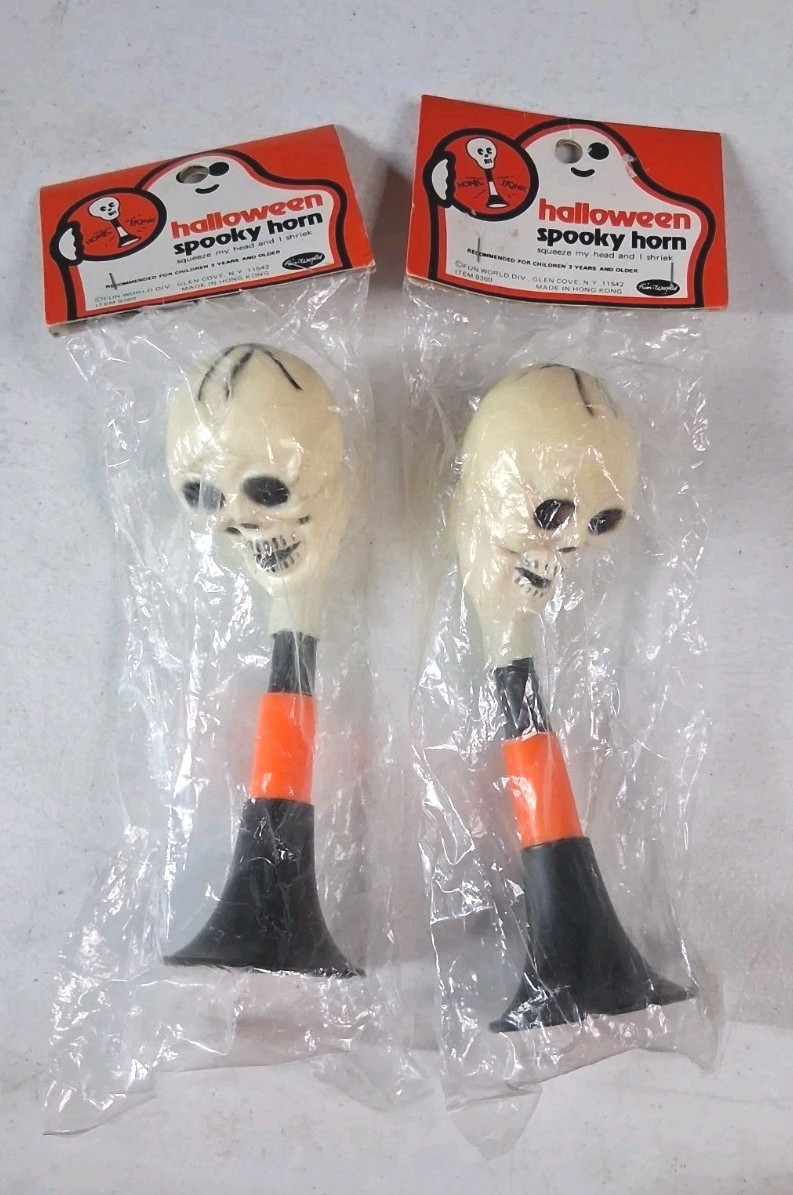 (2) Vintage Halloween Toys (Made in Hong Kong) Skeleton Brand New Rare