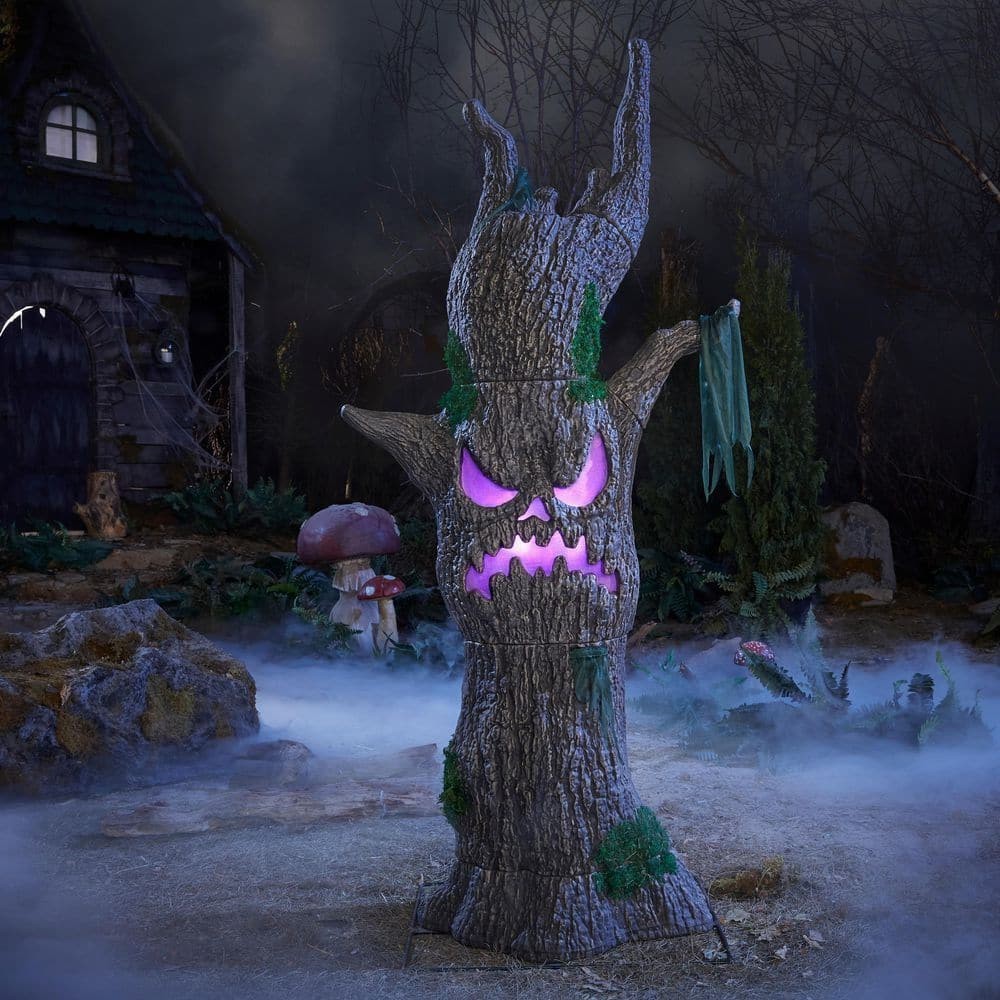 Scowling Sapling 6' Wicked Woods Color Changing LED Halloween Decoration