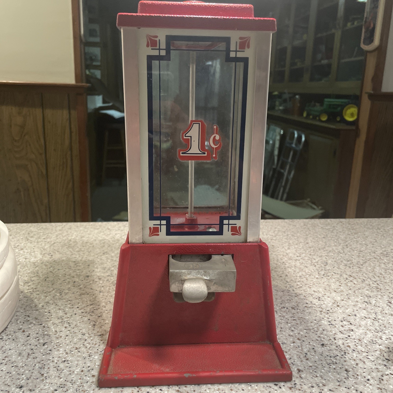 Vintage DEAN 1 Cent Penny Arcade Red Candy Gumball Machine Works Vintage DEAN 1 Cent Penny Arcade Red Candy Gumball Machine Works