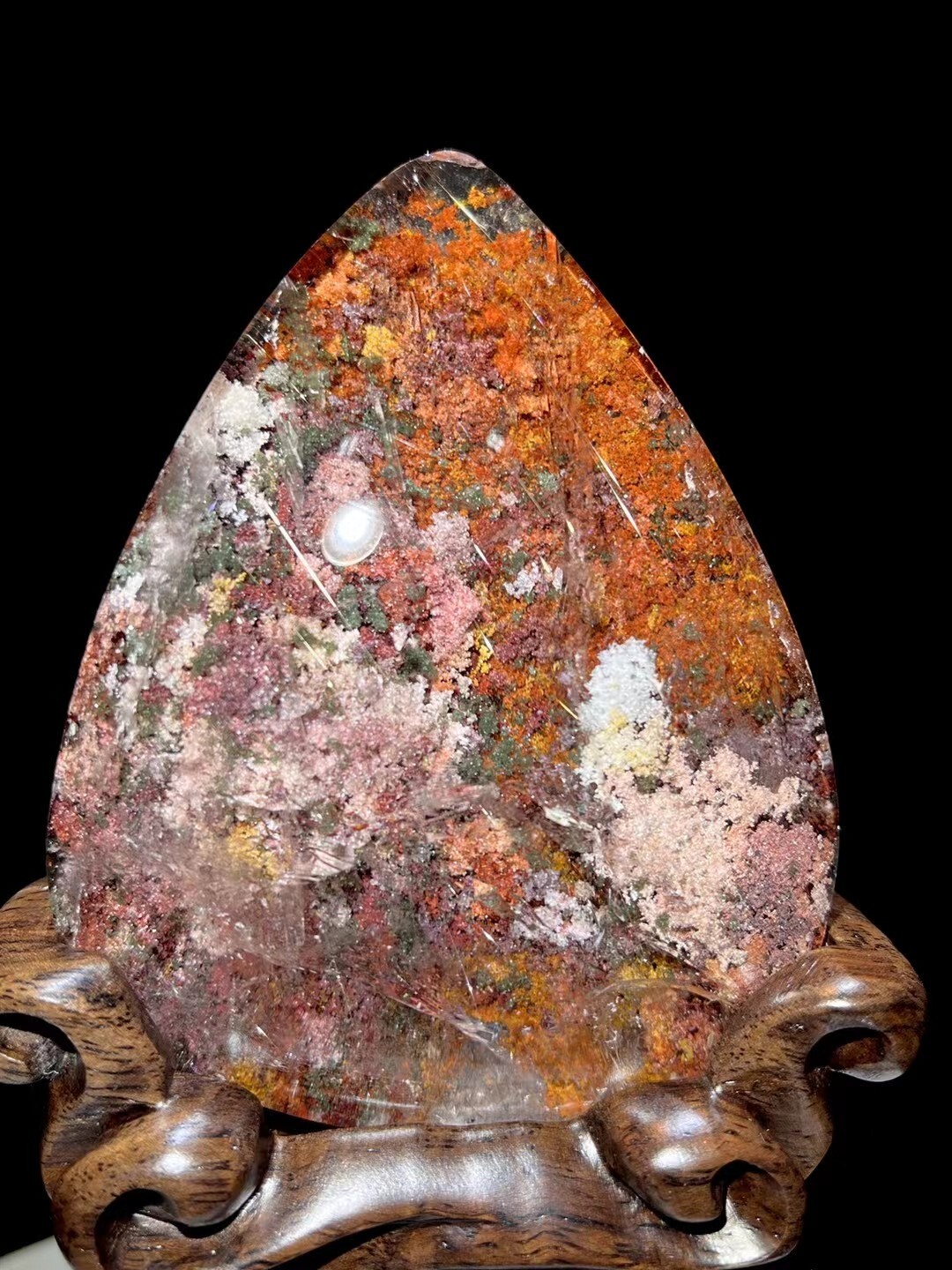 1.43LB Top Natural Ghost phantom quartz crystal Mineral specimen Decor gem+stand