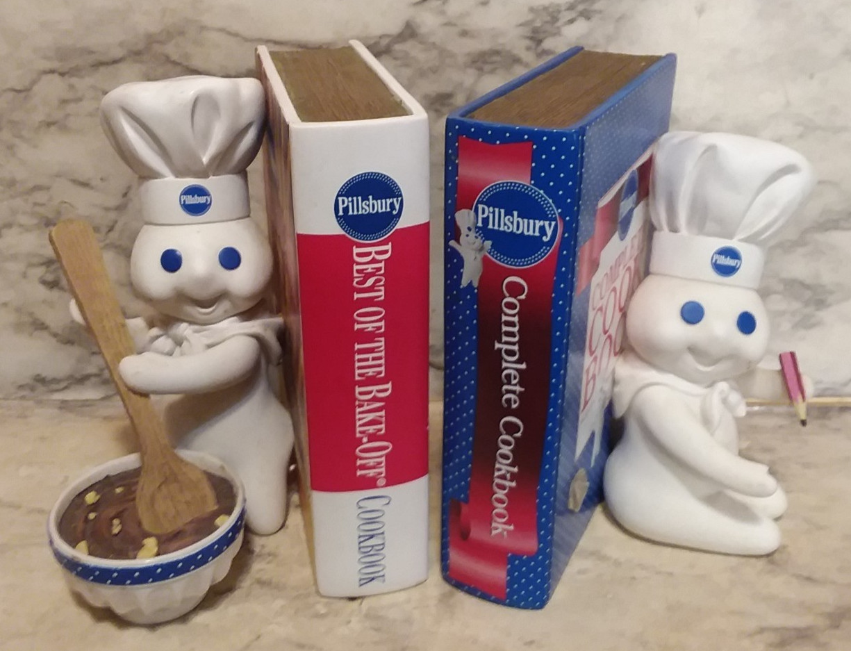 Vntg Danbury Mint PILLSBURY DOUGHBOY Cook Book Ends Figural Set