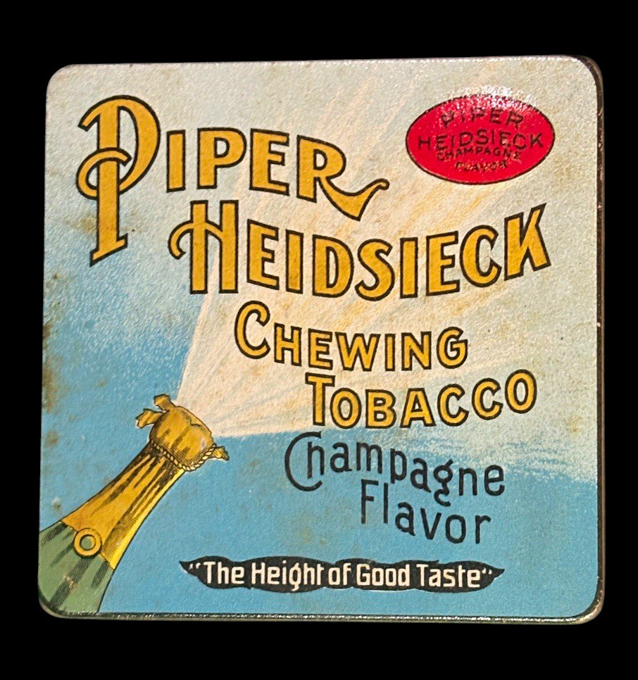 Vintage 1930s Piper Heidsieck Chewing Tobacco Pocket Tin