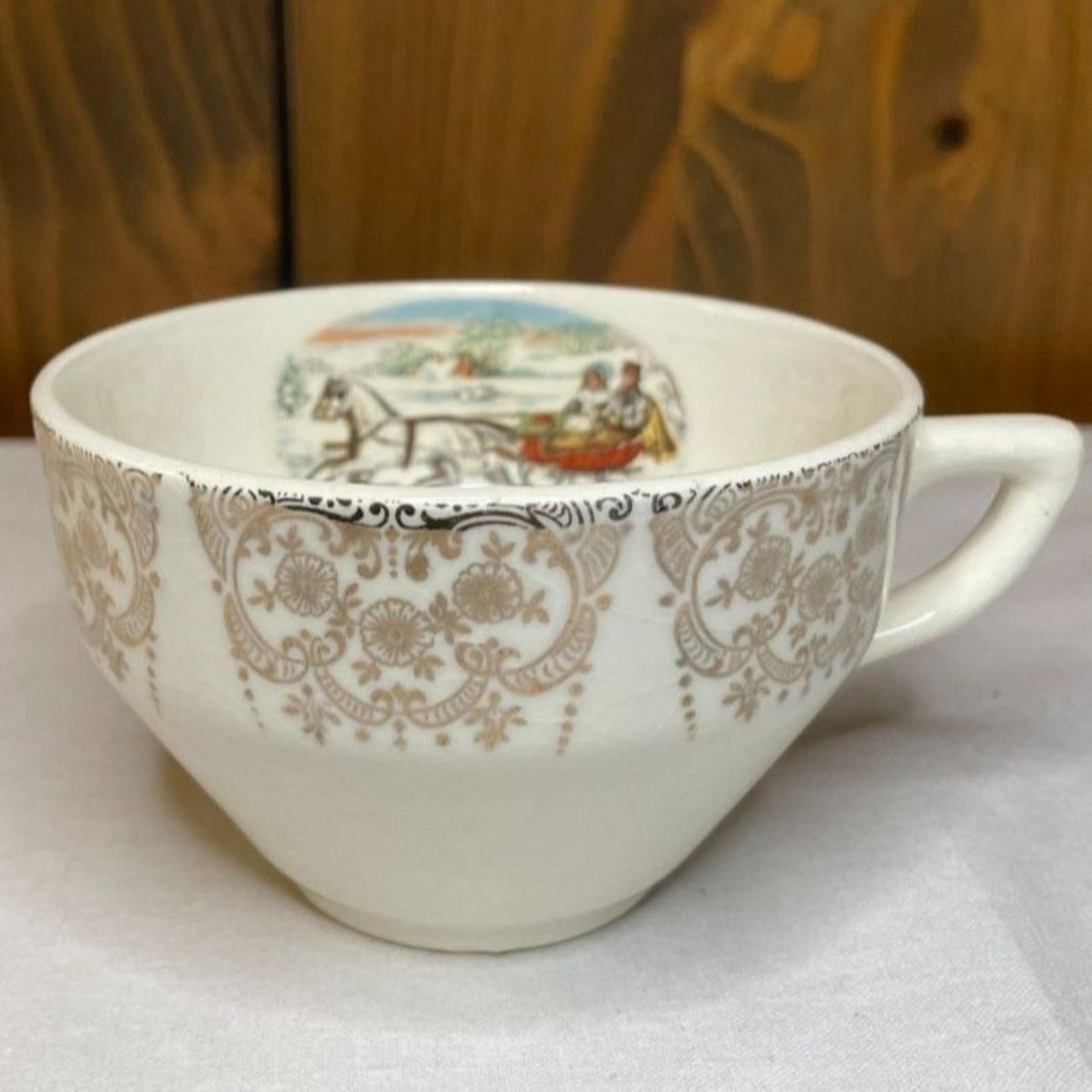 Vintage Mid-Century Flat Teacups Set of 2