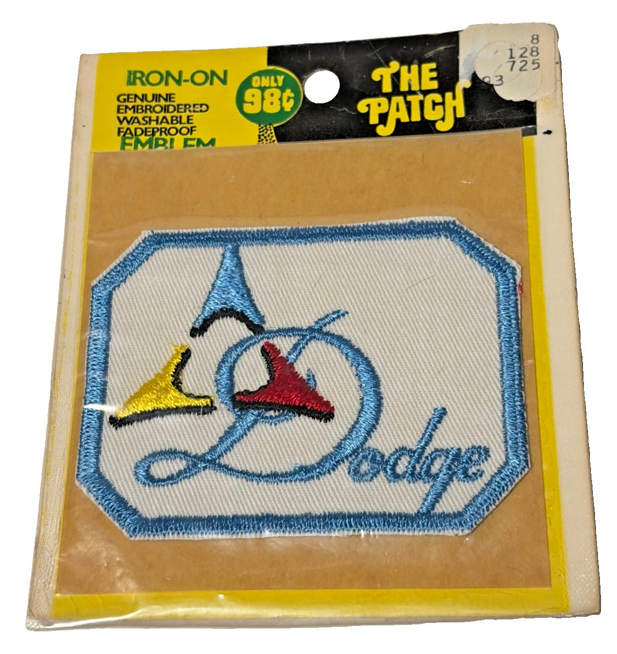The Patch Dodge Logo Iron Or Sew On 2.5” x 3.5” Patch Mopar Blue Border Org. Pkg