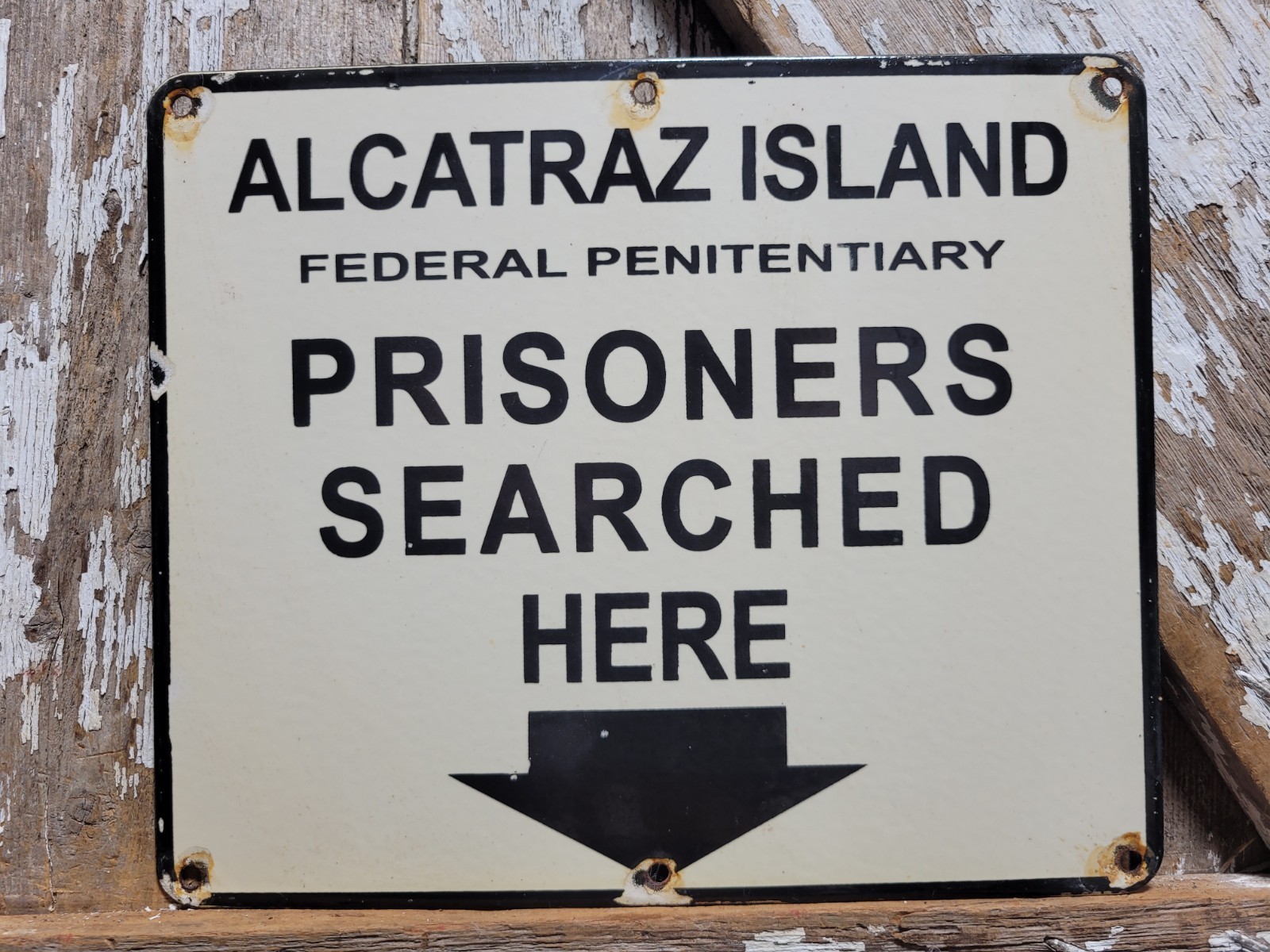 VINTAGE ALCATRAZ PORCELAIN SIGN RARE OLD PENITENTIARY JAIL PRISON SAN DIEGO 12\